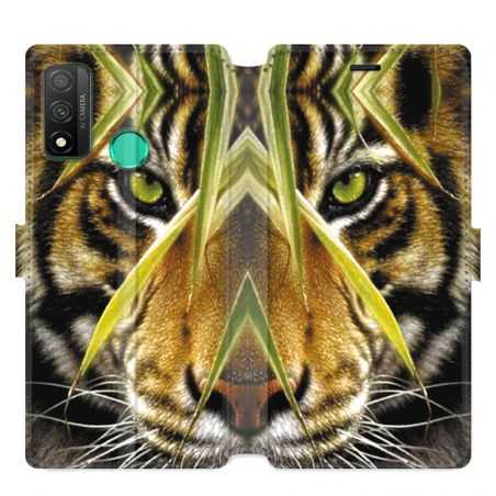Housse cuir portefeuille pour Huawei P Smart (2020) Oeil tigre