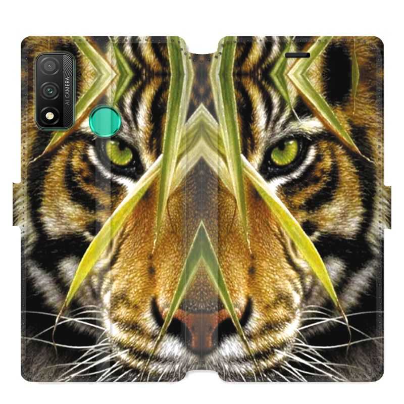 Housse cuir portefeuille pour Huawei P Smart (2020) Oeil tigre