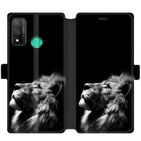 Housse cuir portefeuille pour Huawei P Smart (2020) roi lion