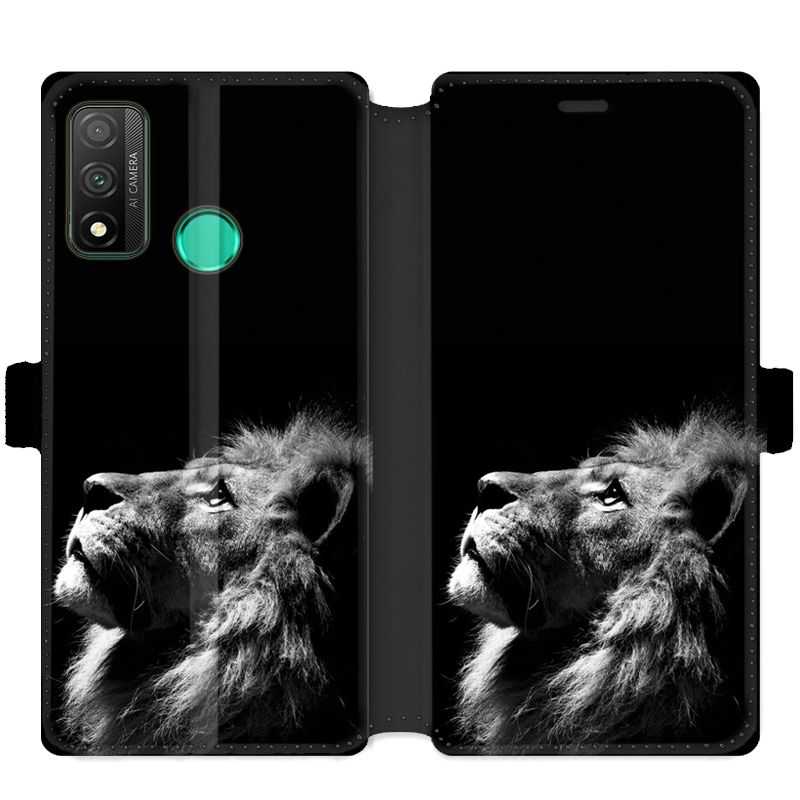 Housse cuir portefeuille pour Huawei P Smart (2020) roi lion
