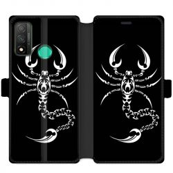 Housse cuir portefeuille pour Huawei P Smart (2020) scorpion
