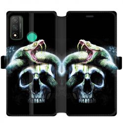 Housse cuir portefeuille pour Huawei P Smart (2020) serpent crane