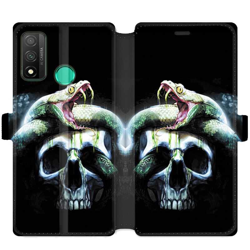 Housse cuir portefeuille pour Huawei P Smart (2020) serpent crane