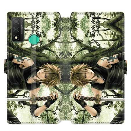 Housse cuir portefeuille pour Huawei P Smart (2020) Manga bois