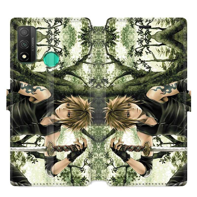 Housse cuir portefeuille pour Huawei P Smart (2020) Manga bois