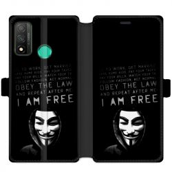 Housse cuir portefeuille pour Huawei P Smart (2020) Anonymous I am free