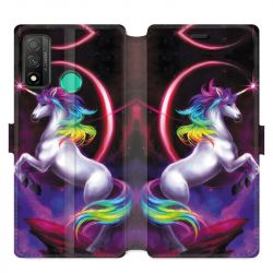 Housse cuir portefeuille pour Huawei P Smart (2020) Licorne Arc en ciel