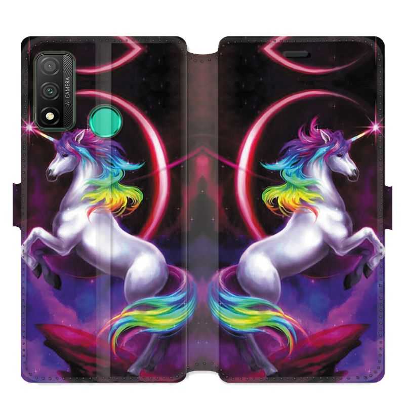 Housse cuir portefeuille pour Huawei P Smart (2020) Licorne Arc en ciel