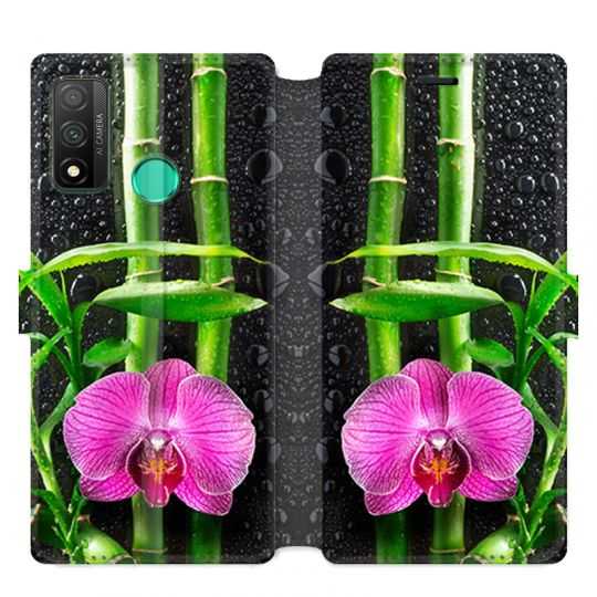 Housse cuir portefeuille pour Huawei P Smart (2020) orchidee bambou