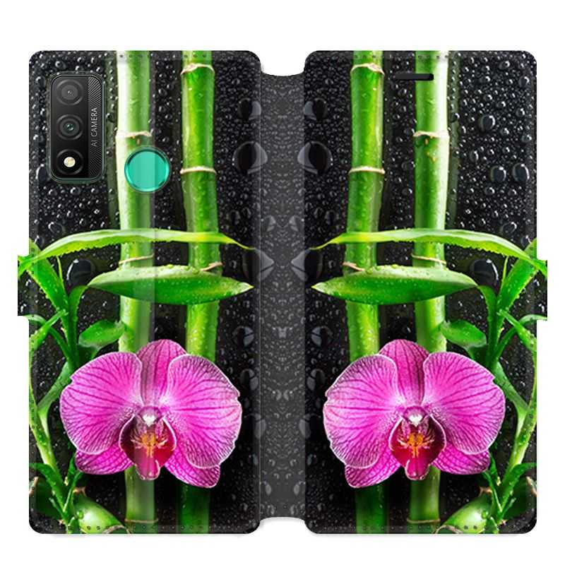 Housse cuir portefeuille pour Huawei P Smart (2020) orchidee bambou