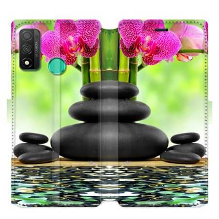 Housse cuir portefeuille pour Huawei P Smart (2020) orchidee eau