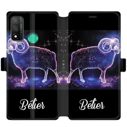 Housse cuir portefeuille pour Huawei P Smart (2020) signe zodiaque 2 Bélier