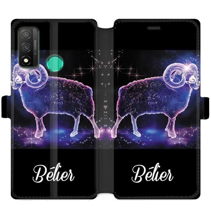 Housse cuir portefeuille pour Huawei P Smart (2020) signe zodiaque 2 Bélier