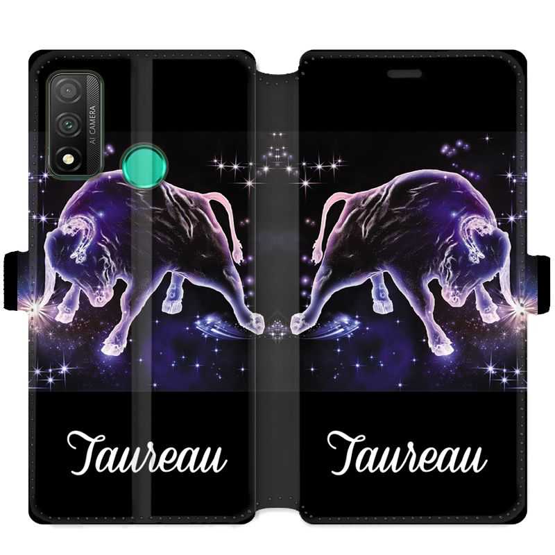 Housse cuir portefeuille pour Huawei P Smart (2020) signe zodiaque 2 Taureau