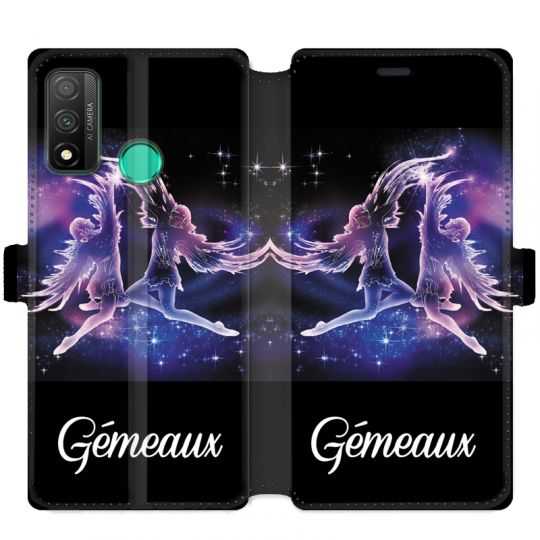 Housse cuir portefeuille pour Huawei P Smart (2020) signe zodiaque 2 Gémeaux