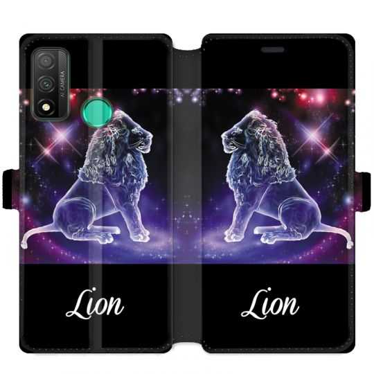 Housse cuir portefeuille pour Huawei P Smart (2020) signe zodiaque 2 Lion