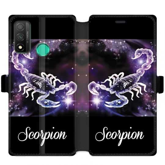 Housse cuir portefeuille pour Huawei P Smart (2020) signe zodiaque 2 Scorpion