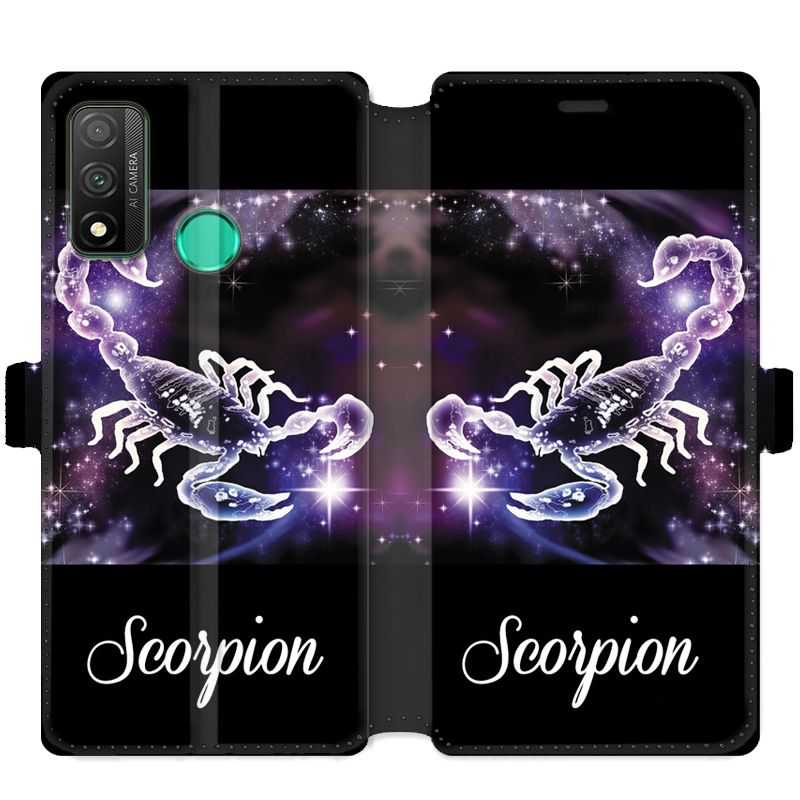 Housse cuir portefeuille pour Huawei P Smart (2020) signe zodiaque 2 Scorpion