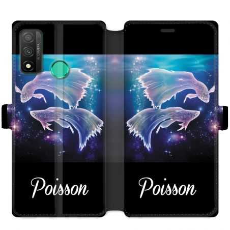 Housse cuir portefeuille pour Huawei P Smart (2020) signe zodiaque 2 Poisson