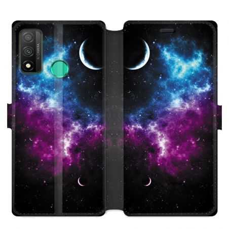 Housse cuir portefeuille pour Huawei P Smart (2020) Univers Bleu violet