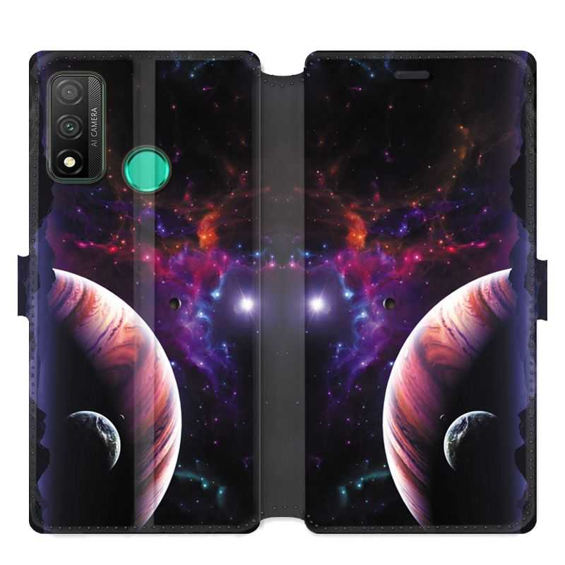 Housse cuir portefeuille pour Huawei P Smart (2020) Planete rouge