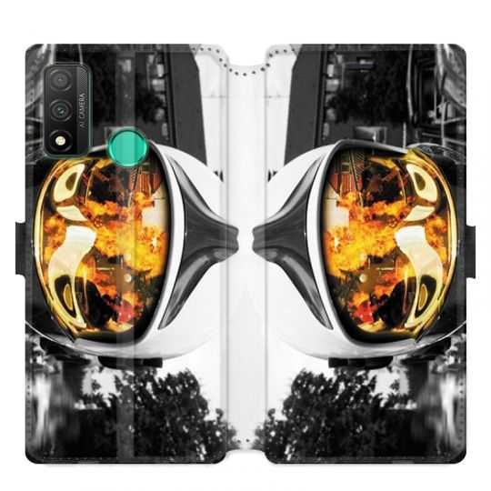 Housse cuir portefeuille pour Huawei P Smart (2020) pompier casque feu
