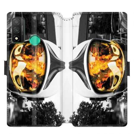 Housse cuir portefeuille pour Huawei P Smart (2020) pompier casque feu