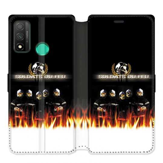 Housse cuir portefeuille pour Huawei P Smart (2020) pompier soldat