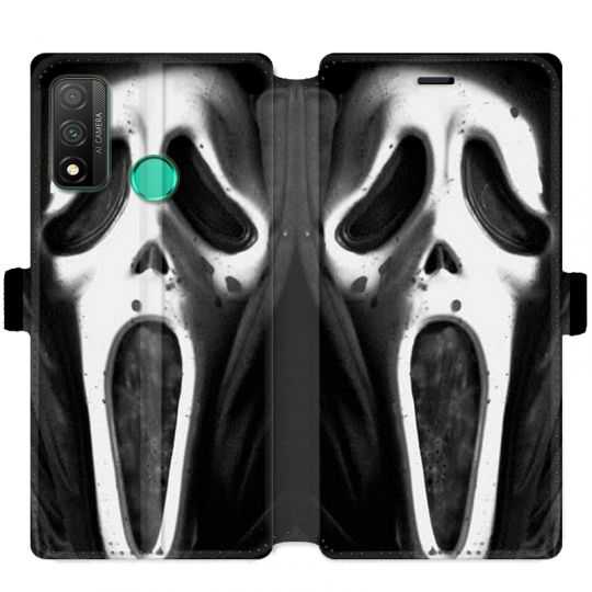 Housse cuir portefeuille pour Huawei P Smart (2020) Scream noir