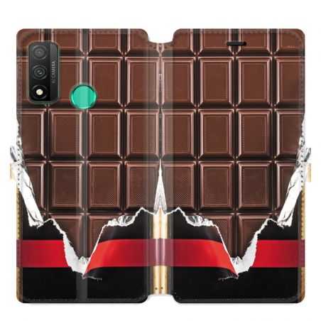 Housse cuir portefeuille pour Huawei P Smart (2020) Trompe Oeil chocolat