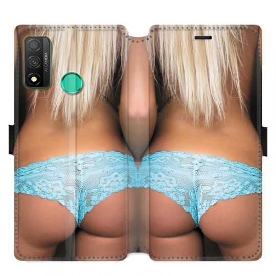 Housse cuir portefeuille pour Huawei P Smart (2020) Sexy tanga bleu