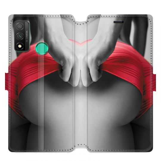 Housse cuir portefeuille pour Huawei P Smart (2020) Sexy tanga rouge