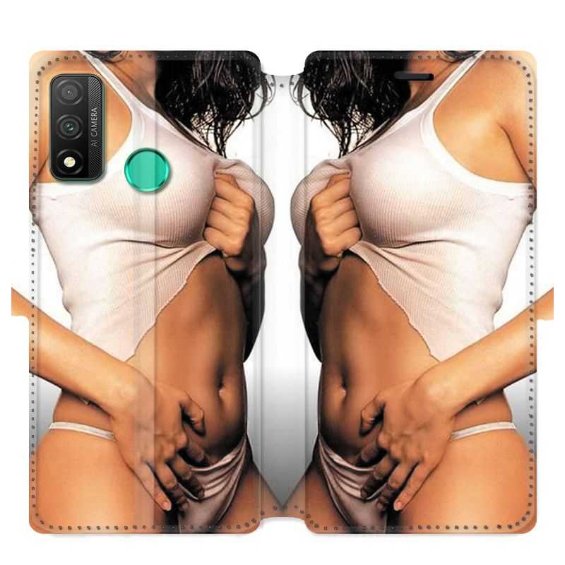 Housse cuir portefeuille pour Huawei P Smart (2020) Sexy tee shirt blanc