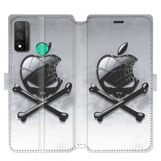 Housse cuir portefeuille pour Huawei P Smart (2020) Pomme Tete mort