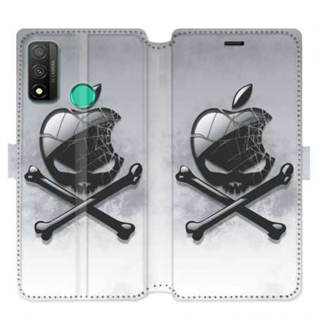 Housse cuir portefeuille pour Huawei P Smart (2020) Pomme Tete mort
