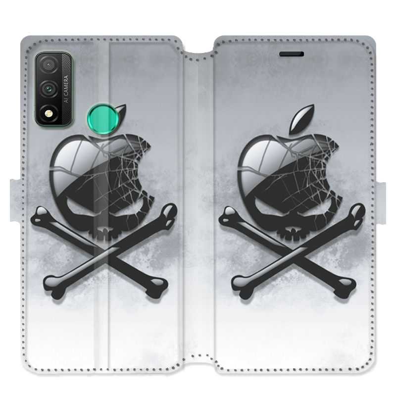 Housse cuir portefeuille pour Huawei P Smart (2020) Pomme Tete mort