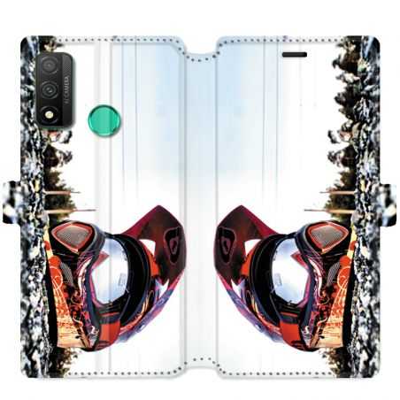 Housse cuir portefeuille pour Huawei P Smart (2020) Moto Casque Cross