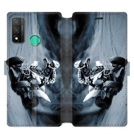 Housse cuir portefeuille pour Huawei P Smart (2020) Moto Quad