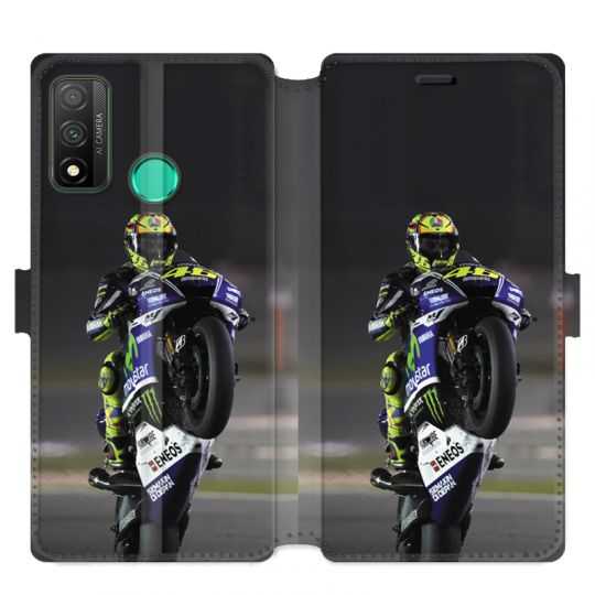 Housse cuir portefeuille pour Huawei P Smart (2020) Moto Wheeling