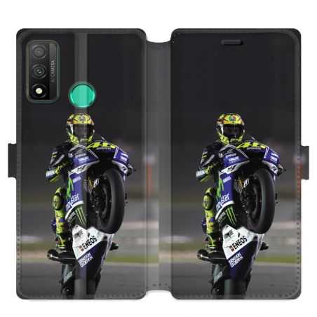 Housse cuir portefeuille pour Huawei P Smart (2020) Moto Wheeling