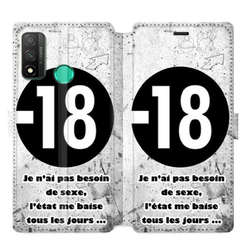 Housse cuir portefeuille pour Huawei P Smart (2020) Humour 18 ans