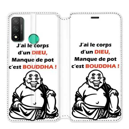 Housse cuir portefeuille pour Huawei P Smart (2020) Humour Bouddha