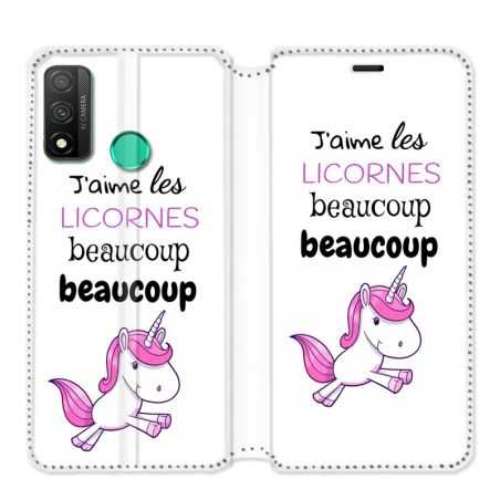 Housse cuir portefeuille pour Huawei P Smart (2020) Decale licornes