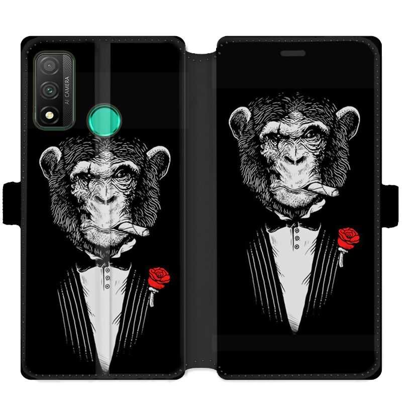 Housse cuir portefeuille pour Huawei P Smart (2020) Decale Singe Mafia