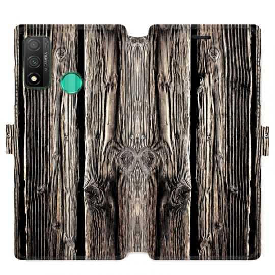 Housse cuir portefeuille pour Huawei P Smart (2020) Texture bois