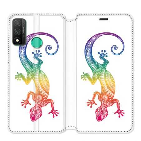 Housse cuir portefeuille pour Huawei P Smart (2020) Animaux Maori Salamandre color