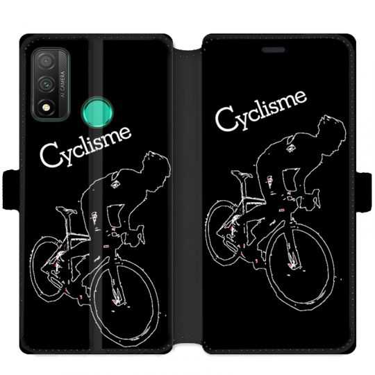 Housse cuir portefeuille pour Huawei P Smart (2020) Cyclisme Ombre blanche
