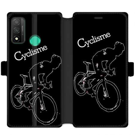 Housse cuir portefeuille pour Huawei P Smart (2020) Cyclisme Ombre blanche