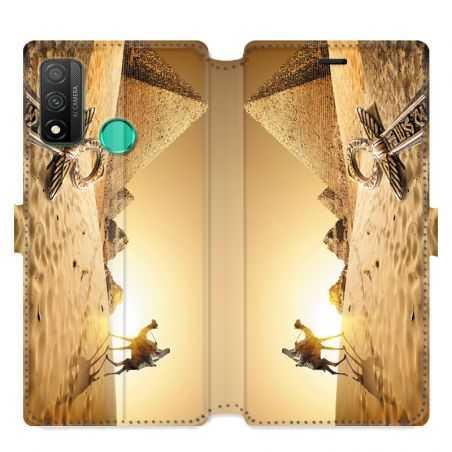 Housse cuir portefeuille pour Huawei P Smart (2020) Egypte Chameau