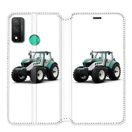 Housse cuir portefeuille pour Huawei P Smart (2020) Agriculture Tracteur Blanc